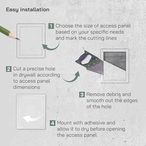Vent Systems Access Panel for Drywall 8 x 10 Inch - Wall Hole Cover Plate - Metal Access Door with Handle - Plumbing Access Panel for Drywall - Service Shaft Crawl Space Door - Wall Access Panel - size: 8'' X 10''
