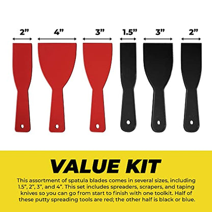 Qualihome Putty Knife Set | 6 Flexible Paint Scrapers for Spackling, Patching, and Painting