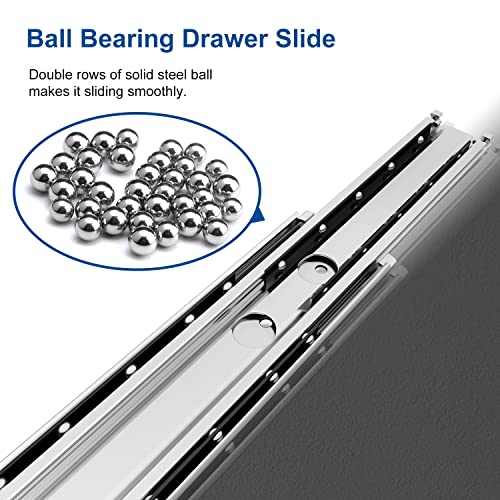 VADANIA 44" Heavy Duty Drawer Slide Without Lock, #A76, 2" Width Up to 250lb Load Capacity, 3-Fold Full Extension, Ball Bearing, Side Mount, 1-Pair - color: #A76 - Without Lock, size: 44 Inch