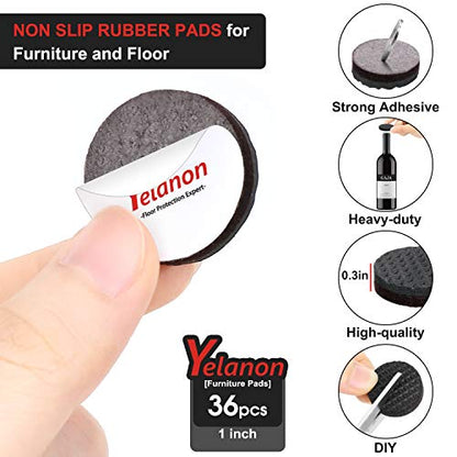 Yelanon Non Slip Furniture Pads -36 pcs 1’’Furniture Grippers, Non Skid Furniture Legs,Self Adhesive Rubber Furniture Feet, Anti Slide Furniture Hardwood Floor Protector for Keep Furniture Stoppers - size: 36pcs 1"
