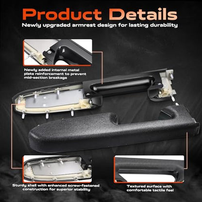 22818465 Door Panel Armrest, Front Left Driver Side Arm Rest Compatible with 2010-2014 Chevy Silverado & GMC Sierra 1500 2500HD 3500HD, Designed for Door Panel with Release Handle Below Armrest, Black - color: Black 22818465 Driver Side Armrest