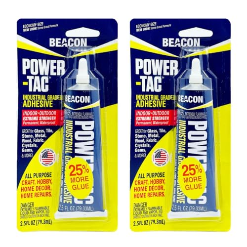BEACON Power-Tac - The Ultimate All-Purpose Glue with Superior Strength, Low Odor, and Fast 10-Minute Dry Time, 2.5-Ounce, 2-Pack - size: 2.5-Ounce, style: 2-Pack