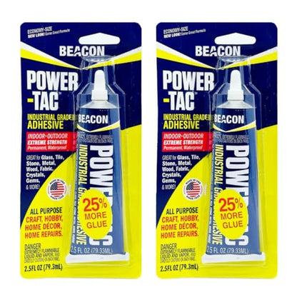 BEACON Power-Tac - The Ultimate All-Purpose Glue with Superior Strength, Low Odor, and Fast 10-Minute Dry Time, 2.5-Ounce, 2-Pack - size: 2.5-Ounce, style: 2-Pack