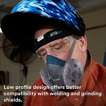 3M Rugged Comfort Half Facepiece Reusable Respirator 6501, NIOSH, Cool Flow Valve Helps Reduce Heat and Moisture, Silicone Faceseal Provides a Firm Seal, Welding, Sanding, Cleaning, Grinding, Small - style: Small