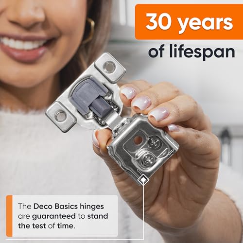 Decobasics 4 Pack Soft Close Cabinet Hinges 1-1/2" Overlay for Kitchen Cabinet Doors, Slow Self-Closing Concealed Hidden Hinges for Face Frame –Stainless Steel, 3-Way Adjustable & Quiet Close Damper - size: 1-1/2 Inch