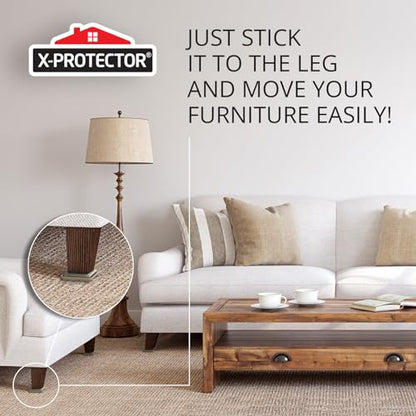 X-PROTECTOR Chair Sliders – 24 pcs 2" Furniture Sliders for Carpet – Self-Adhesive Furniture Moving Pads – Premium Chair Leg Floor Protectors – Slide Effortlessly with Chair Pads & Protect Floors! - size: 24 Pcs 2", Self-adhesive