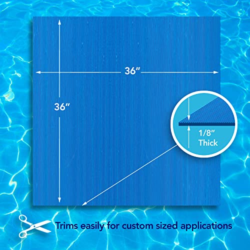 RESILIA Stay-Put Swimming Pool Ladder Mat - Non-Slip, Wide Ribbed, Protective Pad, 36 Inches x 36 Inches, 0.125 Inch Thick, Powder Blue, Made in USA - color: Powder Blue