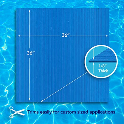 RESILIA Stay-Put Swimming Pool Ladder Mat - Non-Slip, Wide Ribbed, Protective Pad, 36 Inches x 36 Inches, 0.125 Inch Thick, Powder Blue, Made in USA - color: Powder Blue