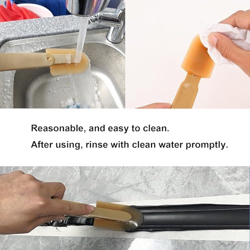 Extended Reach Grout Caulking Tool, 4pcs Rubber Caulk Finishing Tool with Ergonomic Grip for Bathroom, Kitchen Tile Gaps and Hard-to-Reach Areas - size: 4pcs