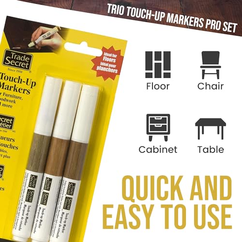 Trade Secret Trio Touch-Up Markers, Wood Scratch Remover, Medium Tones, Furniture Repair Markers - color: Medium Tones