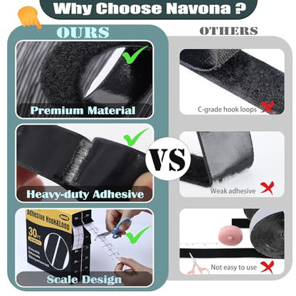 Navona 30Ft x 1 Inch Hook and Loop Strips with Adhesive – 2 Rolls Heavy Duty Hook and Loop Tape with Backing for Home, Office, School, and Crafting Projects, White - color: 1in x 30ft-white