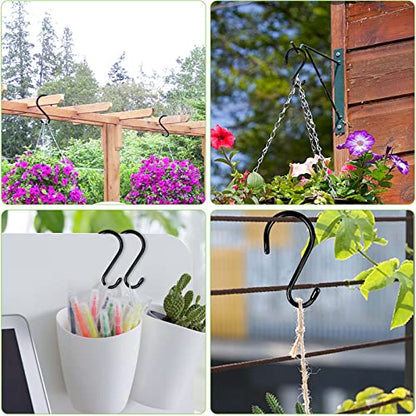 DINGEE 4 Inch 12 Pack S Hooks - Heavy Duty, Large Rubber Coated Black Non Slip Metal Hooks for Closet, Garden, Jeans, Plants, Jewelry, Pot, Pan, Cups, Towels - color: Black, size: 4 Inch-12 Pack