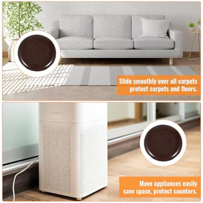 12Pcs 2 inches Stick Furniture Sliders, Furniture Moving Pads Heavy Duty Adhesive Furnitures Movers for Easy Moving on Carpet Hardwood (Coffee)