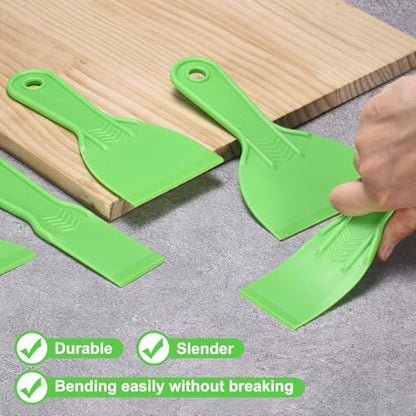 HARFINGTON 6pcs Putty Scraper Set Plastic Flexible Putty Knives Disposable Paint Spreader Cleaner Tool for Spackling, Patching Painting Repairing, Green - color: Green