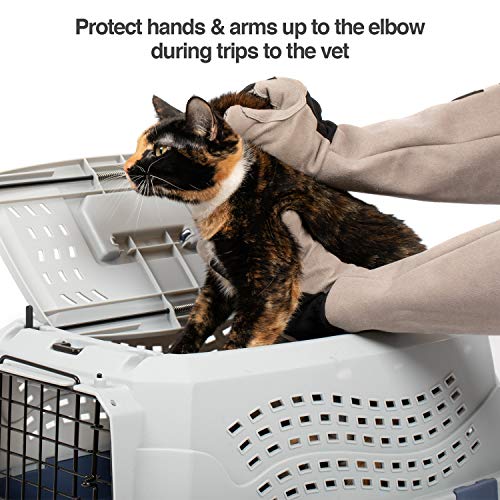 PetFusion Multipurpose Pet Glove for Grooming, Trips to Vet, Handling. [Puncture & Scratch Resistant, Water Resistant]. 12 Month Warranty for Manufacturer Defects Grey - size: Small