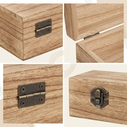 Thinp Antique Bronze Jewelry Box Hinges and Latches, Retro Small Hinges for Wooden Box Metal Small Hinge for Wood Boxes Project Cabinet with Matching Screws (2* Catch + 4* Hinges)