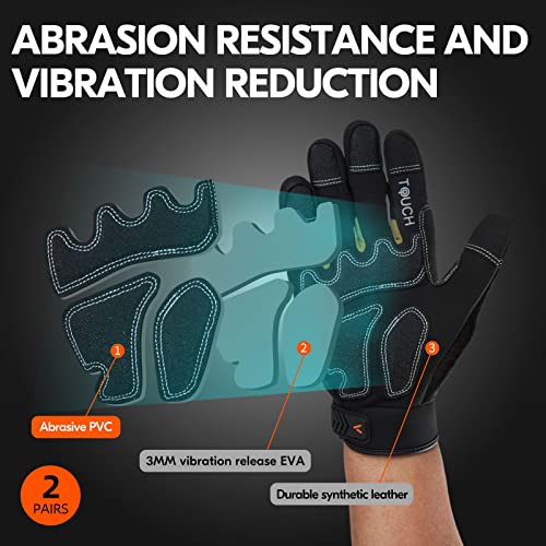 Vgo... 2-Pairs Safety Work Gloves, Mechanics Gloves, Impact Gloves, Anti-Vibration Gloves, Rigger Gloves, Heavy Duty (S, Black, SL8849IP) - color: Black-regular, size: Small (2 Pairs)