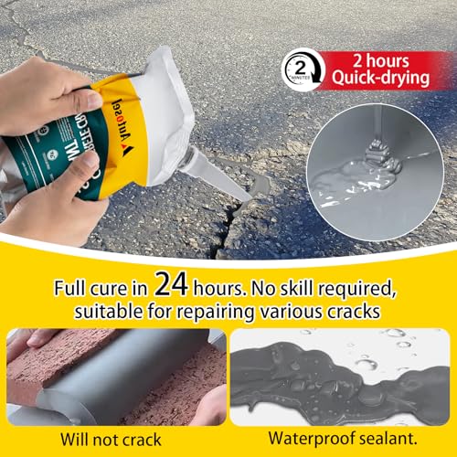 Concrete Crack Filler, Cement Crack Filler, Self-Leveling Concrete Crack Repair Filler, High-Elasticity Waterproof Caulking Glue for Driveways, Walkways, Patios, and Driveway Crack Repair– 10 PCS - style: 11.1LB