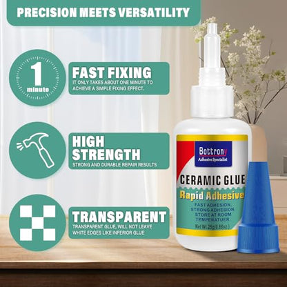 Ceramic Glue, 2 Pack Super Glue for Ceramic and Pottery Repair, Fast Instant Waterproof Cyanoacrylate Adhesive for Porcelain, Pottery, Dishes, Tiles, DIY Crafts, and More - size: 2 Pake, style: Ceramic Glue