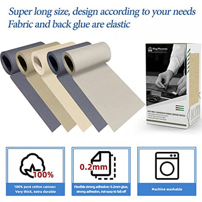 KING MOUNTAIN Canvas Iron on Patch,3"×60",Waterproof 100% Cotton Fabric Repair Patch,Used for Various Sofa,Tent,Clothes,Seats,Suitcases (Khaki 1.0) - color: Khaki 1.0, size: Canvas-3"x60"