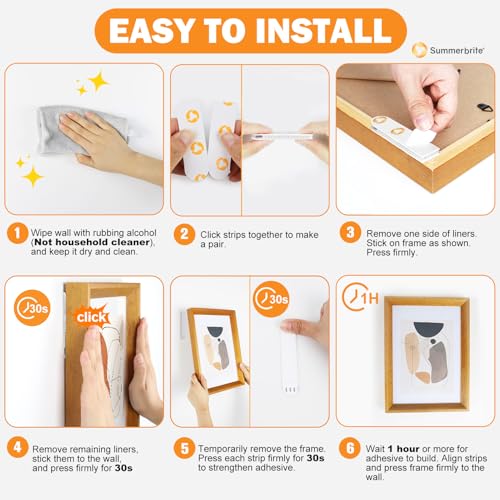SummerBrite XL Picture Hanging Strips Heavy Duty, 40 Strips Damage Free Removal Picture Hangers for Wall, Sticky Hook & Loop Adhesive Strips for Poster/Picture/Home/Office, 20 Pairs/X-Large, White - size: X-large 20 Pairs, style: White