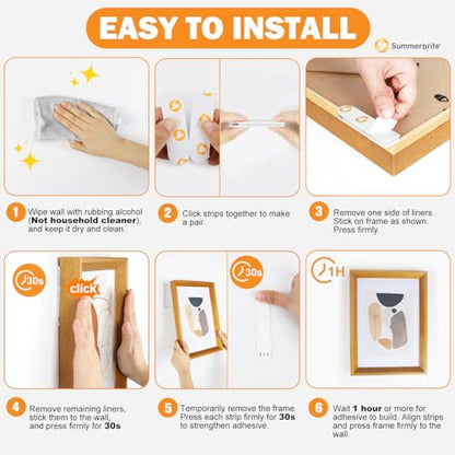 SummerBrite XL Picture Hanging Strips Heavy Duty, 40 Strips Damage Free Removal Picture Hangers for Wall, Sticky Hook & Loop Adhesive Strips for Poster/Picture/Home/Office, 20 Pairs/X-Large, White - size: X-large 20 Pairs, style: White