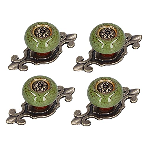 4 Set Zinc Alloy Round Cabinet Knob Drawer Pull Handle Green for Furniture Wardrobe Bathroom Hardware