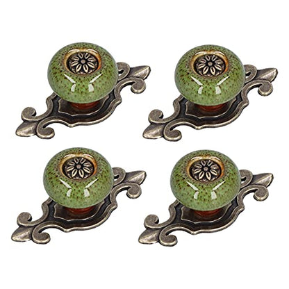4 Set Zinc Alloy Round Cabinet Knob Drawer Pull Handle Green for Furniture Wardrobe Bathroom Hardware