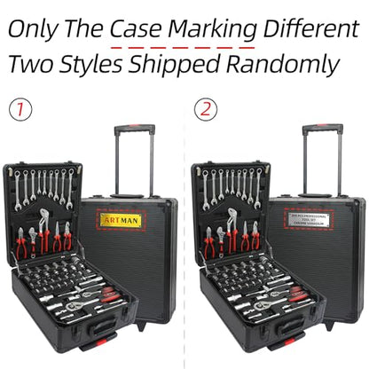 Campfun 899PCS Tool Set, Household Tool Kit with Rolling Tool Box, Complete Tool Box Set Hand Tool Set with Tool Box, Mechanic Tool Set Rolling Tool Set for Home/Auto Repair Tool Set, Black - color: Black