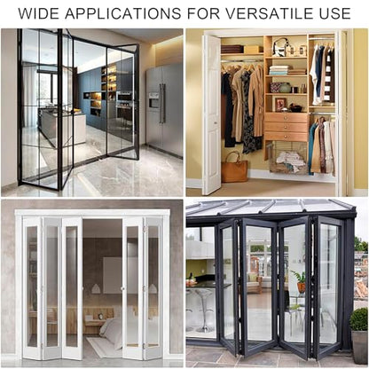 Bifold Door Hardware Repair Kit 2 Set, Includes Top and Bottom Brackets, Pivots, and Guide Wheel for Sliding Closet, Barn Door,Pocket, and Accordion