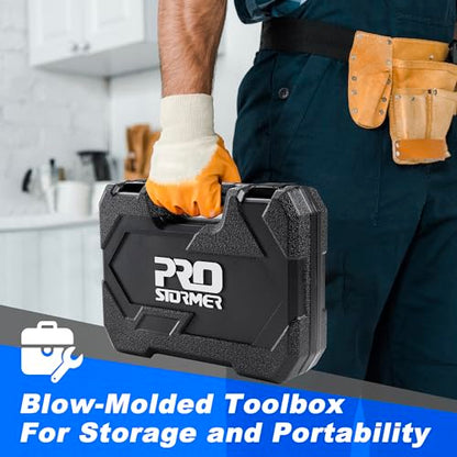 Prostormer 93-Piece Tool Kit, Basic Household Repair Tool Set with Toolbox Storage Case, Small Starter Tool Box Kit for Homeowners and College Students (Blue) - color: Blue