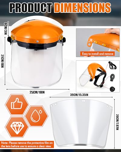 Safety Face Mask Shield with 42.5" Waterproof Rubber Apron Gloves for Men Chemical Grinding Cleaning Industrial - color: Black,orange