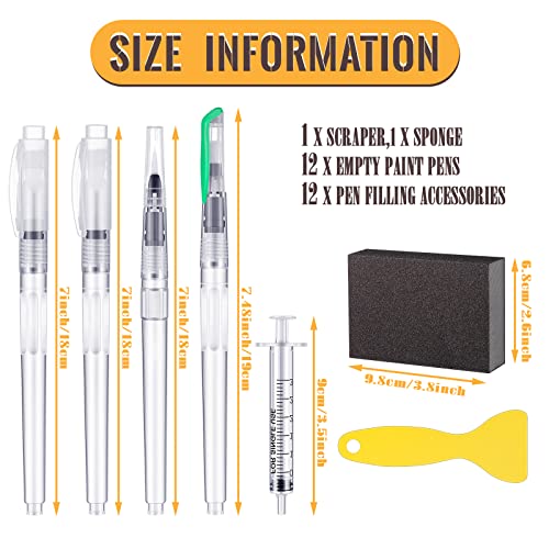 26 Pcs Touch up Paint Pen Refillable Wall Repair Kit Fillable Brush Pens for Interior Touch Ups to Drywall, Cabinets Store Furniture House, Wall Paint with Scraper and Sponge
