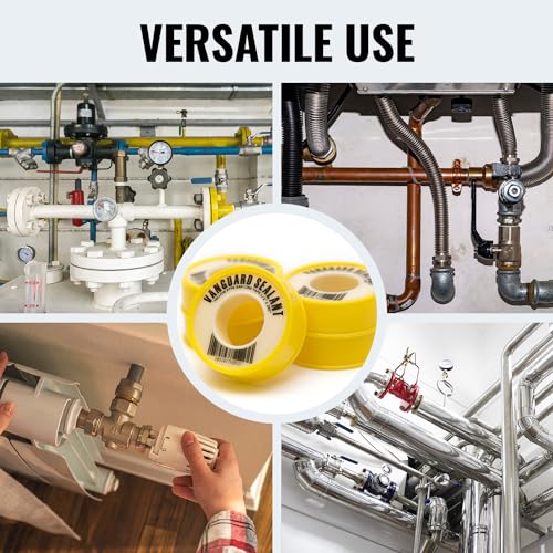 Teflon Gas Pipe Thread Sealant - PTFE Yellow Teflon Tape for Gas Fittings - 260" Length Pipe Thread Tape 1/2 inch High Resistance Leak Prevention - Propane Thread Seal Tape