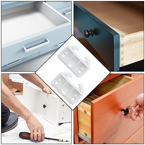 Litoexpe 20pcs Plastic Drawer Guides, Rear Drawer Track Guide Replacement, Center Mount Dresser Drawer Guide Brackets for Dressers, Hutches, Bedside Table and Drawer Systems (Without Screws) - size: 60×41×28mm - 20 Pcs