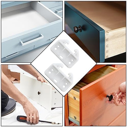 Litoexpe 20pcs Plastic Drawer Guides, Rear Drawer Track Guide Replacement, Center Mount Dresser Drawer Guide Brackets for Dressers, Hutches, Bedside Table and Drawer Systems (Without Screws) - size: 60×41×28mm - 20 Pcs