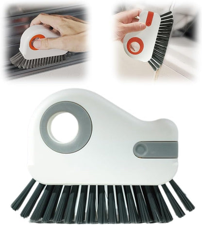 2 in 1 Groove Cleaning Brush, Window Track Cleaner Brush with Hidden Scraper, Crevice Cleaning Brush for Sliding Door Track, Window Sill, Narrow Gaps, Kitchen & Bathroom Cleaning Tool (White) - color: White
