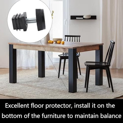 8Pcs Adjustable Leveling Feet, Square Insert Kit, Furniture Glide Leveler, Black, 20x20mm, 30x11mm, For Cabinets, Sofa Tables, Chairs - size: 20x20mm