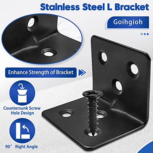 26PCS Black L Brackets for Wood with 156PCS Screws, Stainless Steel Corner Braces Metal Small L Brackets for Shelves, Heavy Duty Angle Brackets for Bed Table Leg Frame Cabinet - style: 26pcs