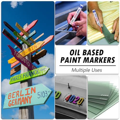 Green Paint Markers, 2 Pack Oil-Based Waterproof Quick Dry Permanent Paint Pen Set for Rocks Painting, Wood, Fabric, Plastic, Canvas, Glass, Mugs, Metal, Tire, Stone, DIY Craft - color: Green