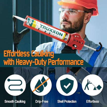2026 One-Touch Drip-Free Caulk Gun | Effortless & Professional Design with Heavy-Duty Metal Body, 18:1 Thrust Ratio | For 9, 10, 11 oz Silicone Tubes - color: 3- Mix Orange