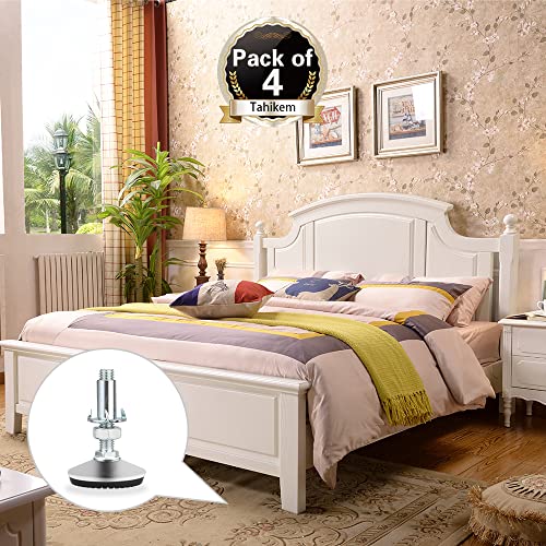 4 Set M10 Adjustable Leveling Feet, Heavy Duty Height Adjuster Furniture Leveler Foot With T Nut, Screw On Cabinet Restaurant Table Chair Self Levelers Leg (2 Base Dia & Thread Length, Silver) - style: Silver Stable Leg Levelers
