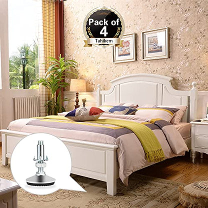 4 Set M10 Adjustable Leveling Feet, Heavy Duty Height Adjuster Furniture Leveler Foot With T Nut, Screw On Cabinet Restaurant Table Chair Self Levelers Leg (2 Base Dia & Thread Length, Silver) - style: Silver Stable Leg Levelers