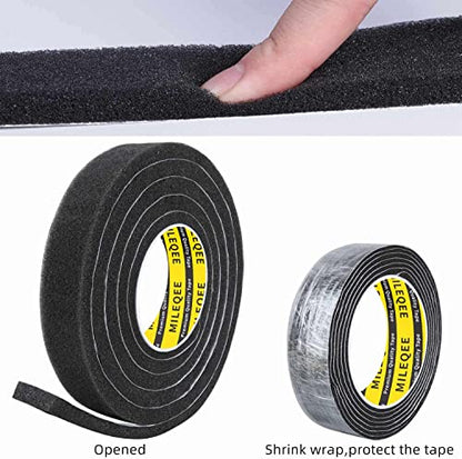 Single-Sided Adhesive Foam Tape Low-Density, Super Soft Easy Adjust Sealing Strip for Window Door Air Gap, Sponge Draft Blocker and Sound Reducer, 1.18in x 6.6FT Black