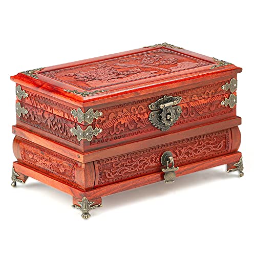Antique Lock Latch Hasp Hinges Drawer Handle Box Corner Protectors and Feet Legs Hardware Kit Decorative for Wooden Case Jewelry Box Chest Storage Drawer Cabinet DIY, with Screws