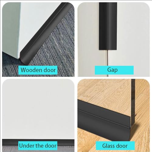 Window Sealing Strip, Self Adhesive Weather Stripping, Silicone Door Bottom Seal Strip Tape for Gaps of House Glass Shower Window and Door Weatherproof Soundproof, Transparent (5m 45mm Black) - size: 5m 45mm Black
