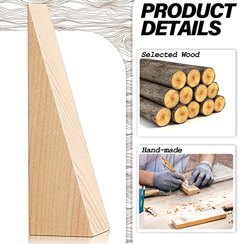Treela Wooden Wedges for Chair Caning Supplies Wood Wedge Non Slip Wood Door Wedge Tool Triangle Block for Chair Caning Door Stop, 3.94 x 1.18 x 1.18 Inch(10 Pieces)