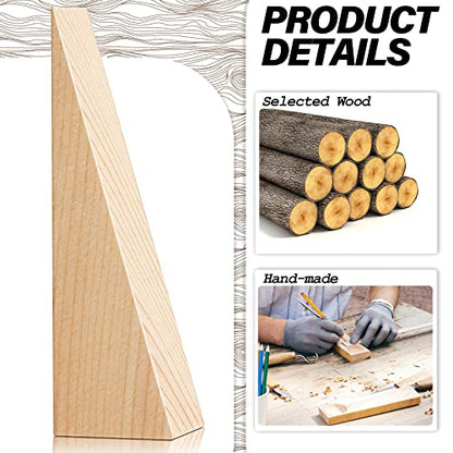 Treela Wooden Wedges for Chair Caning Supplies Wood Wedge Non Slip Wood Door Wedge Tool Triangle Block for Chair Caning Door Stop, 3.94 x 1.18 x 1.18 Inch(10 Pieces)