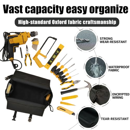 KVI Folding Ladder Tool Tray Bag, Fit A Frame Telescoping Extension Stepladder, No Need Repeated Up-Down Climbs Black - color: Standard Capacity