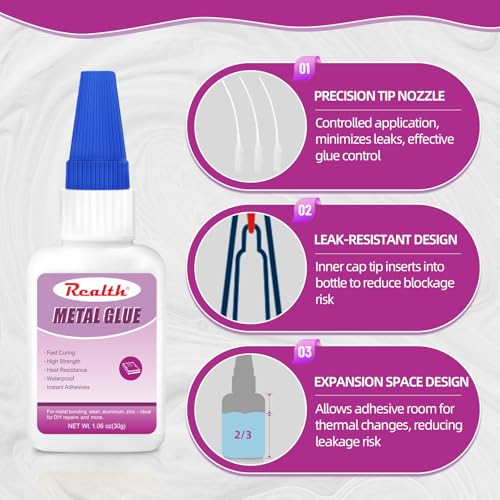 Metal Super Glue 60g – Heavy Duty Clear Instant Adhesive for Metal Bonding, Steel, Aluminum, Zinc – Ideal for DIY Repairs – Waterproof, Heat-Resistant, Anti-Clog Cap - size: 60g, style: Metal Glue